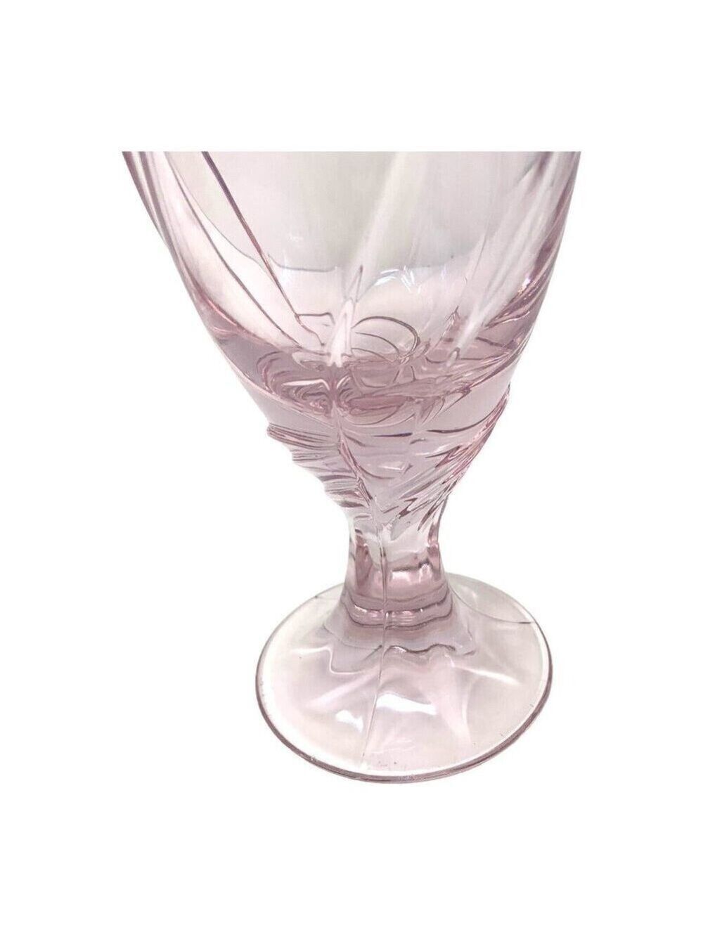 Noritake Sweet Swirl Pink Iced Tea Goblet Pressed Glass Elegant Drinkware Japan - Picture 5 of 6